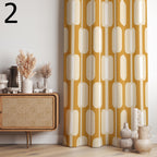Tan Geometric Printed Curtain, Beige Art Deco Style Curtain, Tan Beige Curtains, Mid Century Modern Curtain Panels, Retro 70s Beige Curtains