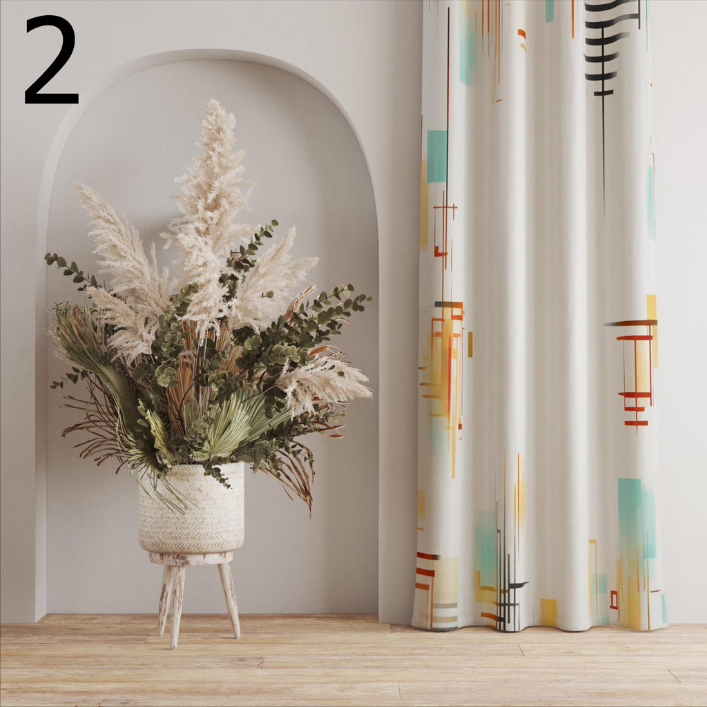Retro Boho Curtains, Mid Century Modern Curtain Panels, Hippie Retro Window Curtain, Abstract Retro Style Living Room Curtain, Boho Curtains