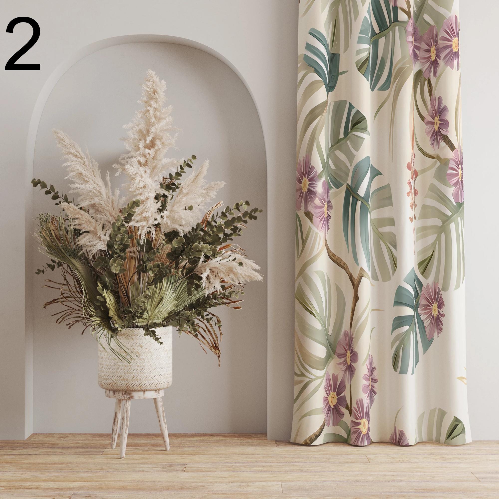 Floral Panel Curtain, Modern Vintage Floral Curtains, Flowers Printed Curtain, Floral Drapes Panel, Decorative Floral Curtains