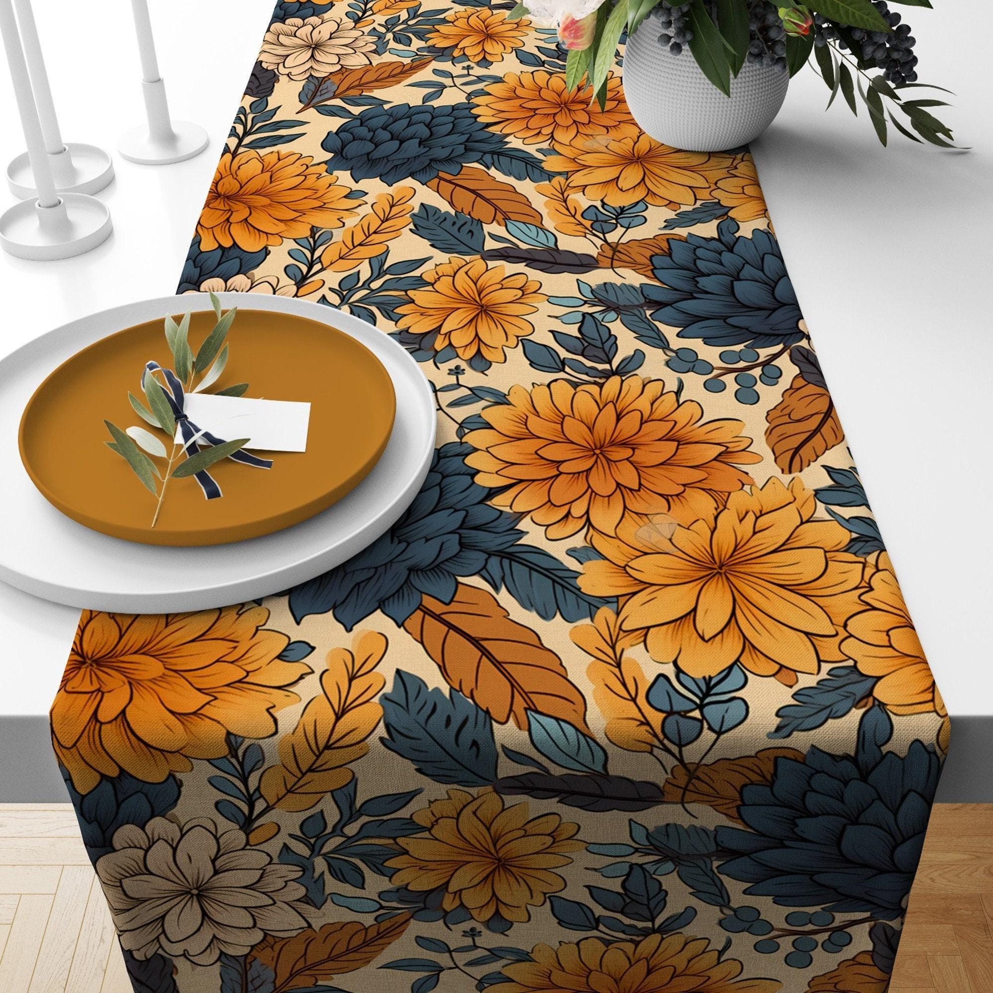 Autumn Table Runner, Fall Mushroom Table Runner, Thanksgiving Table Runner, Fall Home Decor, Thanksgiving Gift, FallParty