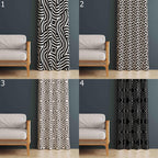 Black White Curtains, Mid Century Curtain Panels, Abstract Retro Style Living Room Curtain, Modern Geometric Curtains, Black White Panels