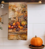 Fall Pumpkin Tea Towels, Rustic Thanksgiving Kitchen Towels, Autumn Harvest Dish Towels, Housewarming Gift, Pumpkin Hand Towels