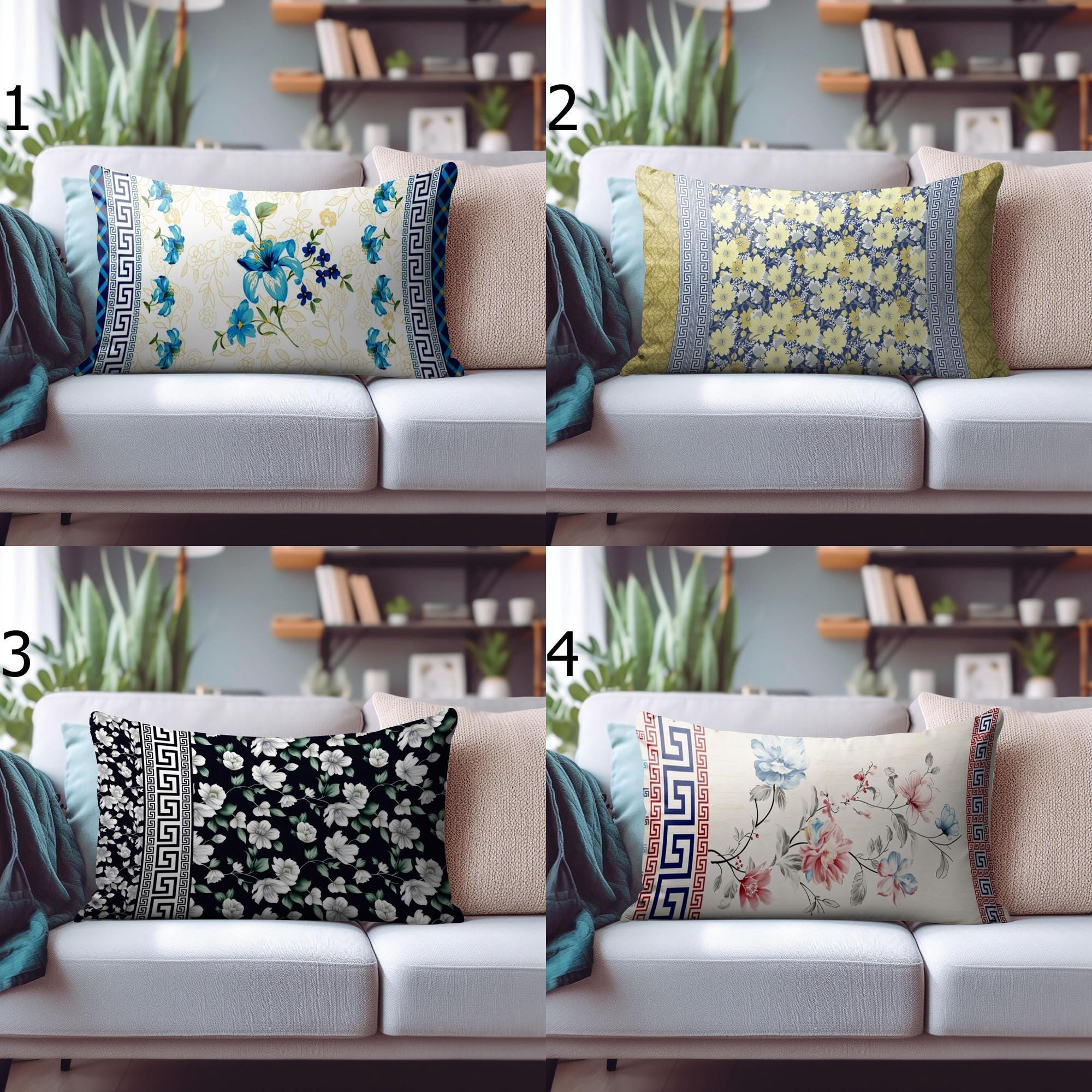 Floral Throw Pillow Cover, Flower Rectangle Pillowcase, Floral Pillowcase, Wildflowers Cushion Cover, Farmhouse Floral Pillow Cover