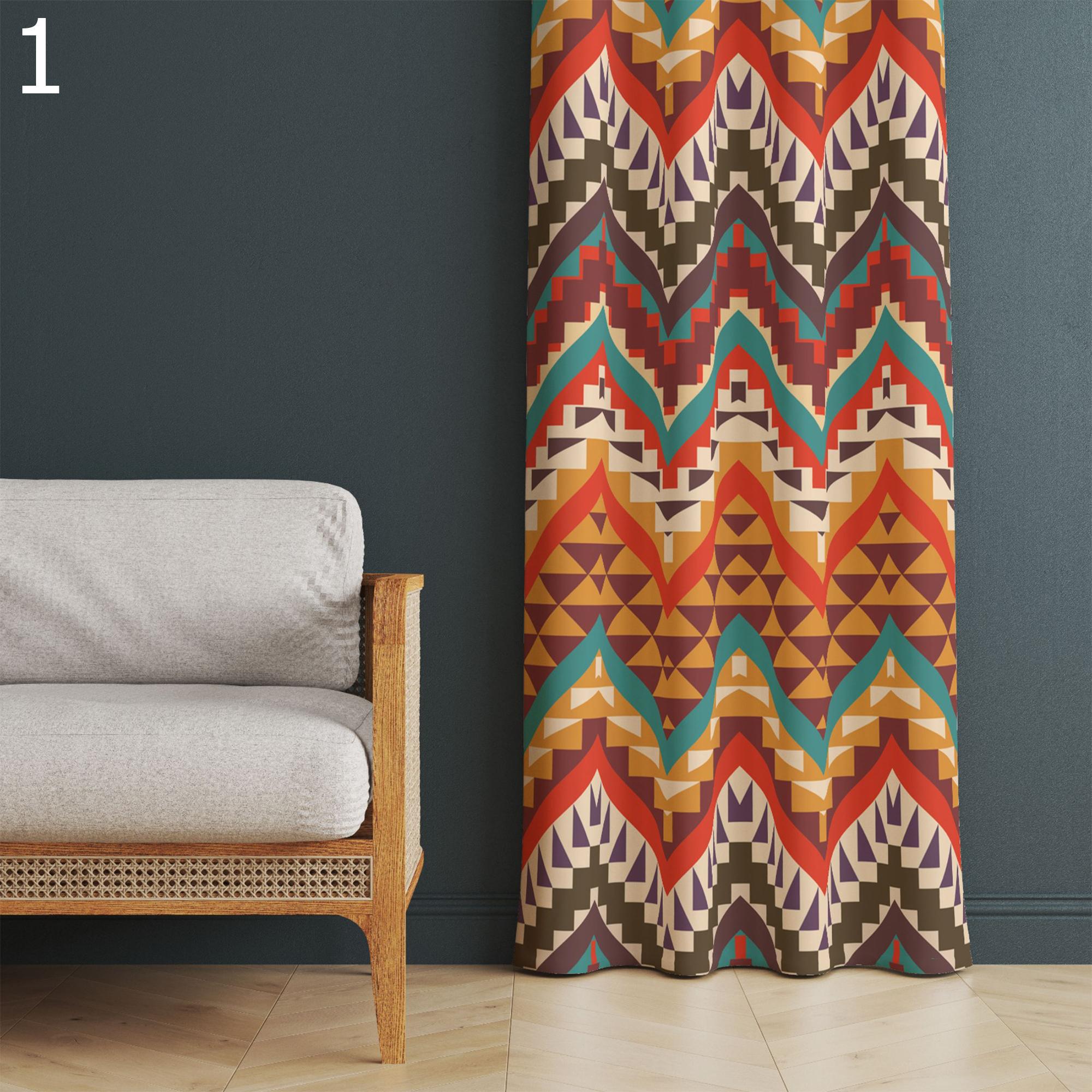 Rug Curtain Panels, 70s Hippie Rug Boho Curtains, Southwest Vintage Printed Curtains, Colorful Rug Style Living Room Drapes