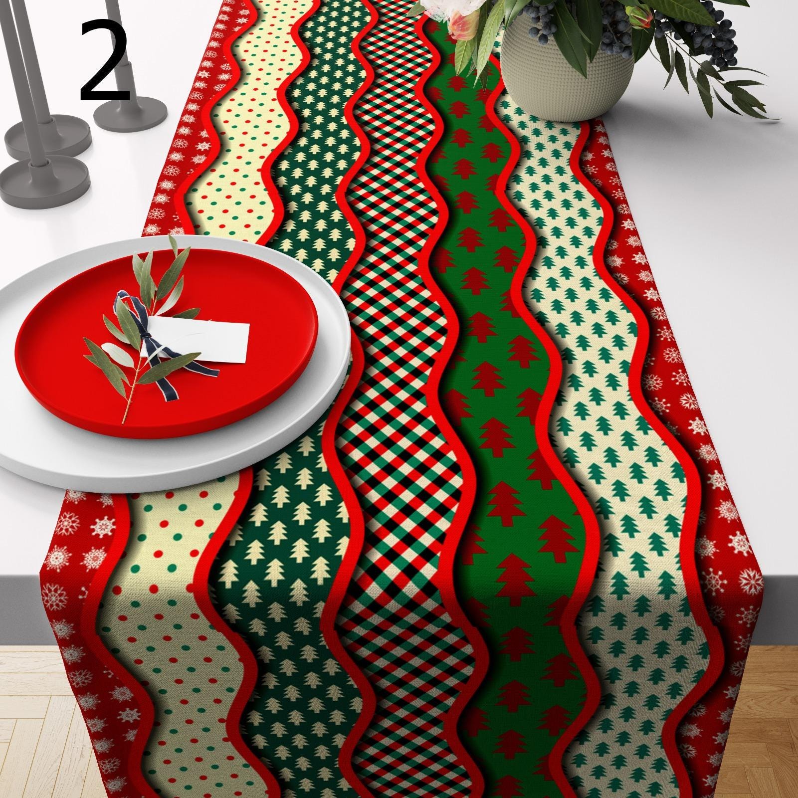 Christmas Table Runner, Holiday Table Runner, Xmas Table Runner, Merry Christmas Red Green Table Runner, Christmas Table Cloth