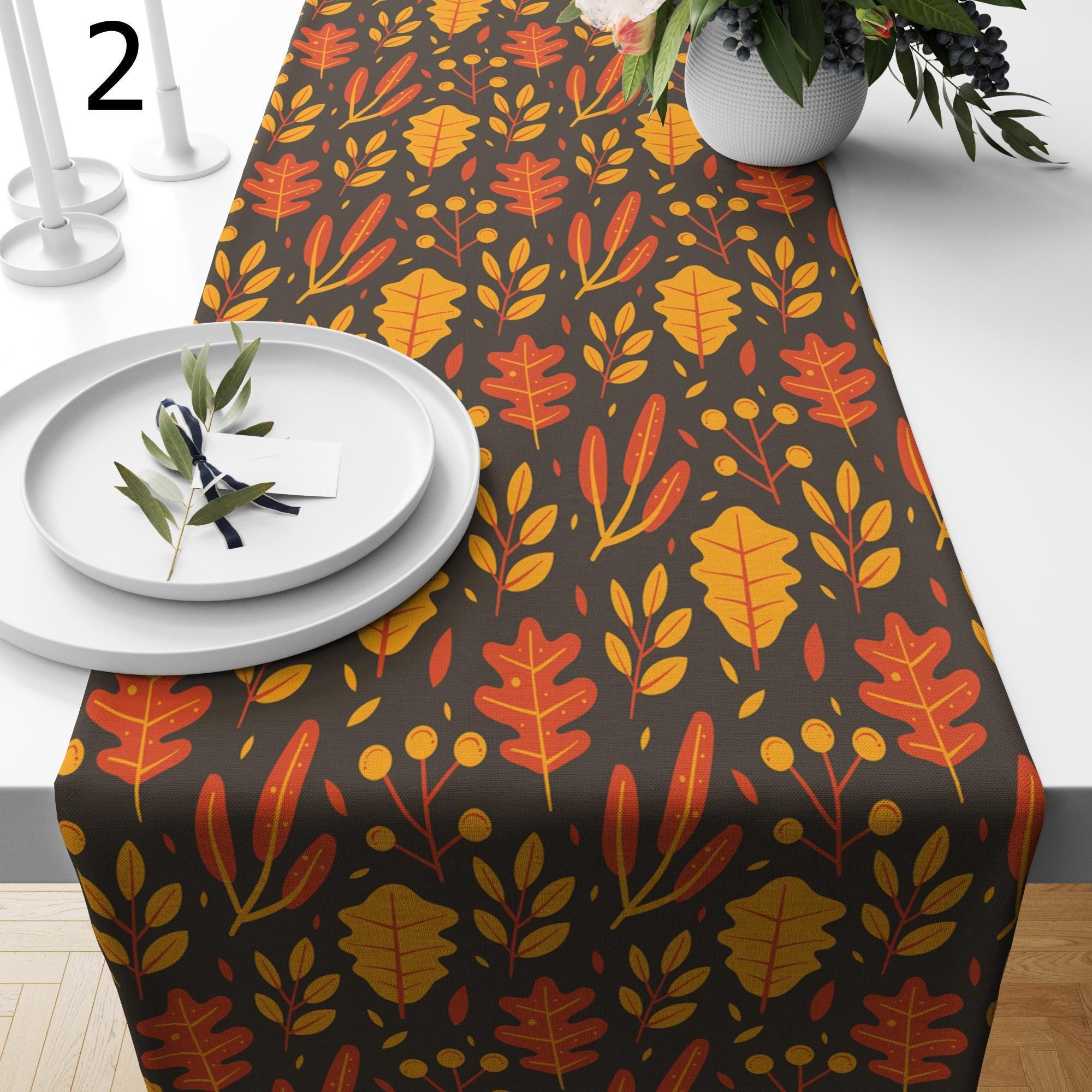 Thanksgiving Table Runners, Autumn Leaf Table Runner, Fall Leaves Table Runner, Autumn Table Decor, Orange Thanksgiving Table Cloth