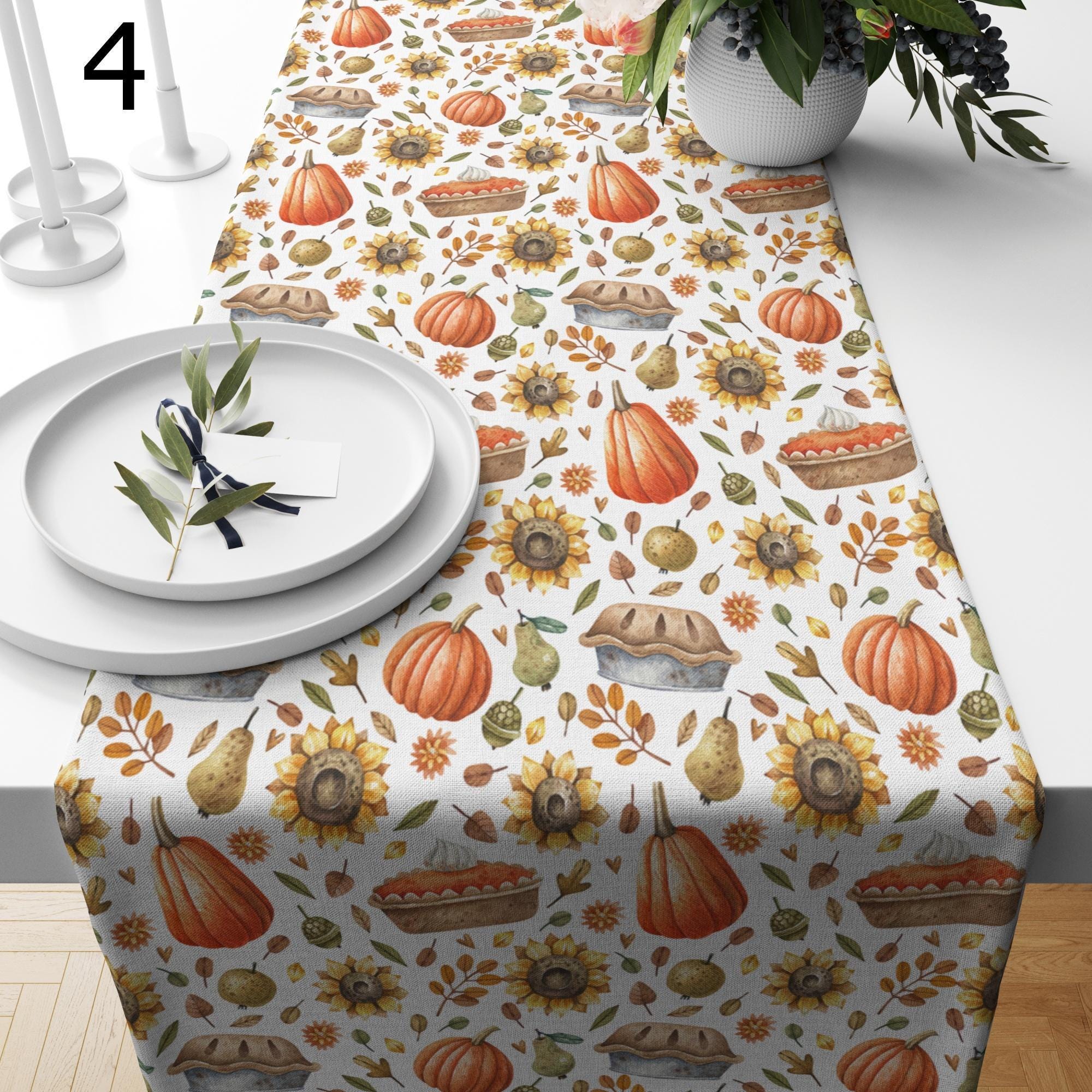 Thanksgiving Pumpkin Table Runner, Thanksgiving Table Runner, Fall Table Runner, Autumn Leaves Table Runner, Fall Orange Leaf Table Runners