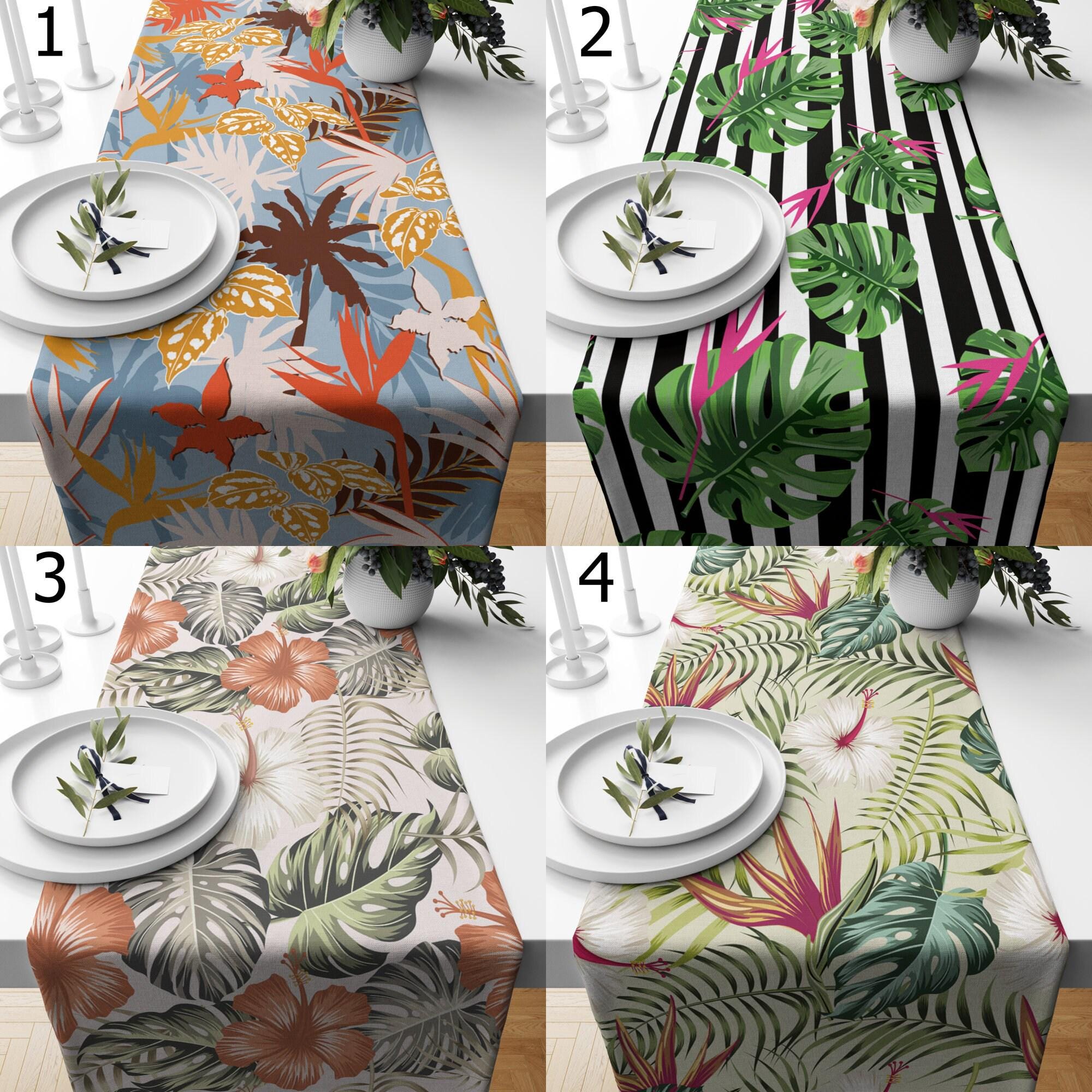 Tropical Leaf Table Runner, Exotic Plant Leaf Table Runenrs, Botanical Table Runner, Tropic Floral Table Runners, Monstera Leaf Table Runner