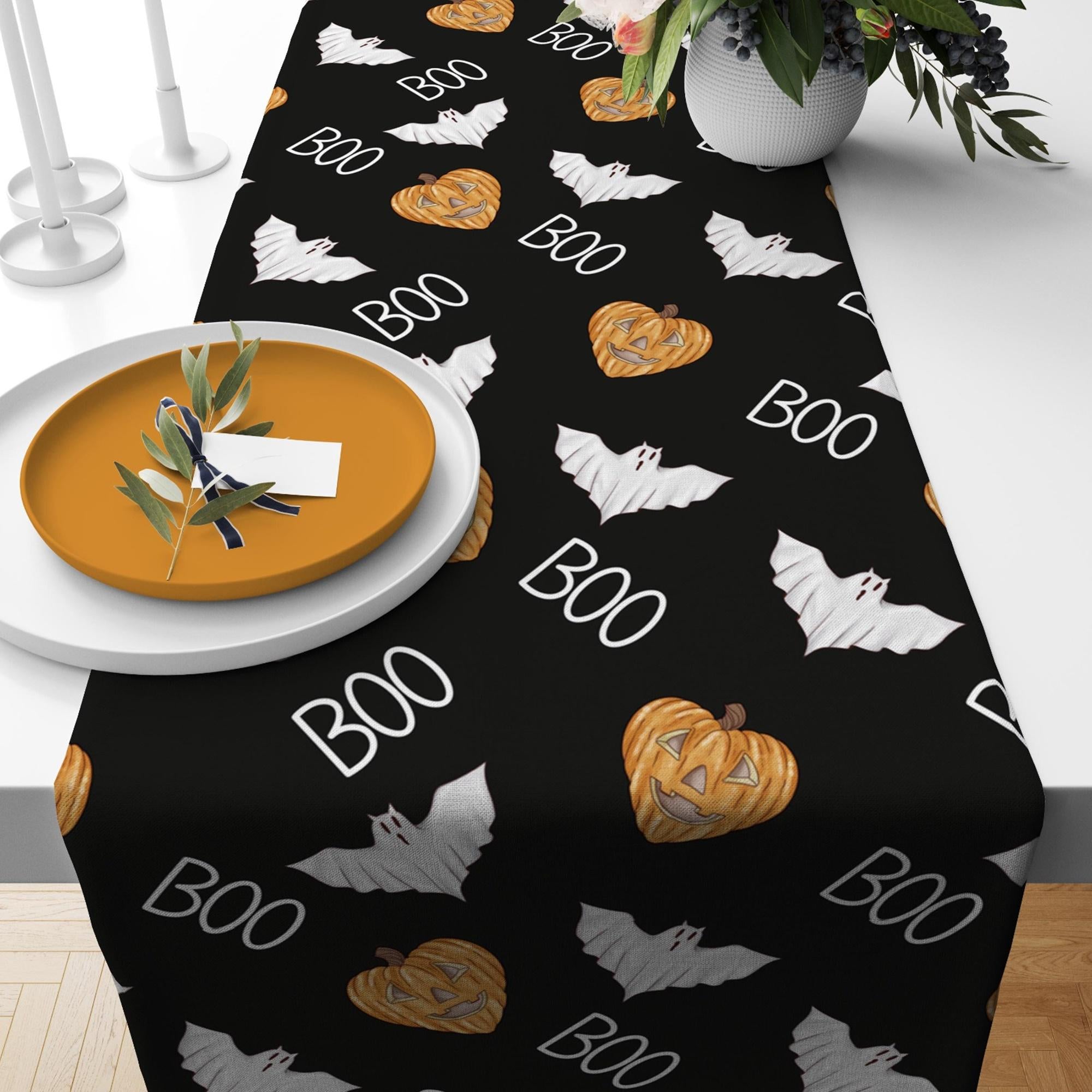 Halloween Table Runner, Halloween Spooky Table Runner, Halloween Boo Table Runner, Halloween Tablecloth, Halloween Party Table Decor