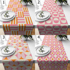 Pink Orange Retro Table Runner, 70s Retro Table Runner, Retro Geometric Abstract Table Runner, Mid Century Table Runner, Mcm Table Runners