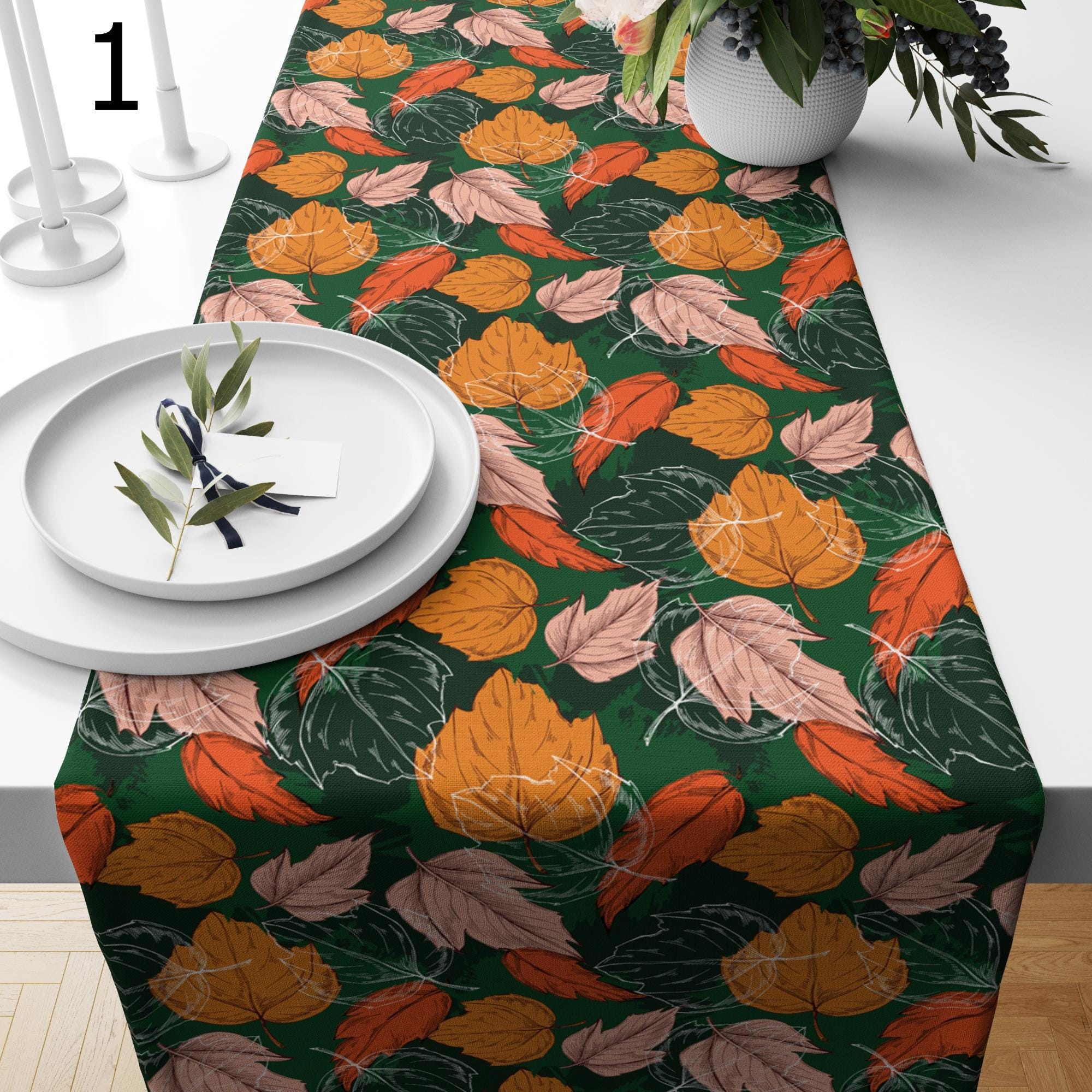 Autumn Table Runner, Fall Leaf Table Runner, Thankgiving Table Runner, Thanksgiving Table Decor, Autumn Dry Leaves Tablecloth