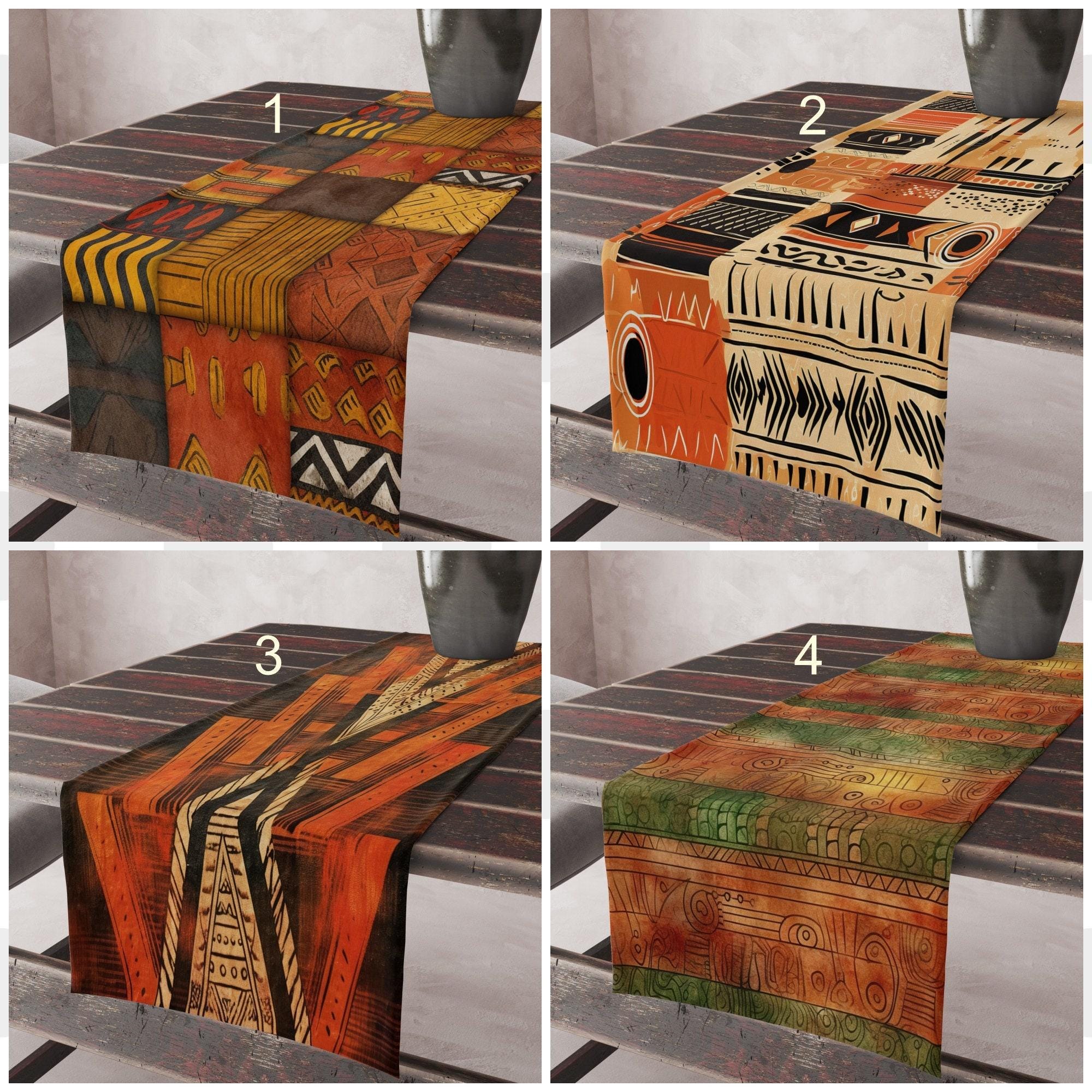 Ethnic Table Runner, African Tribal Table Runner, Aztec Table Runners, Terracotta Tribal Table Runners, African Mudcloth Table Runners
