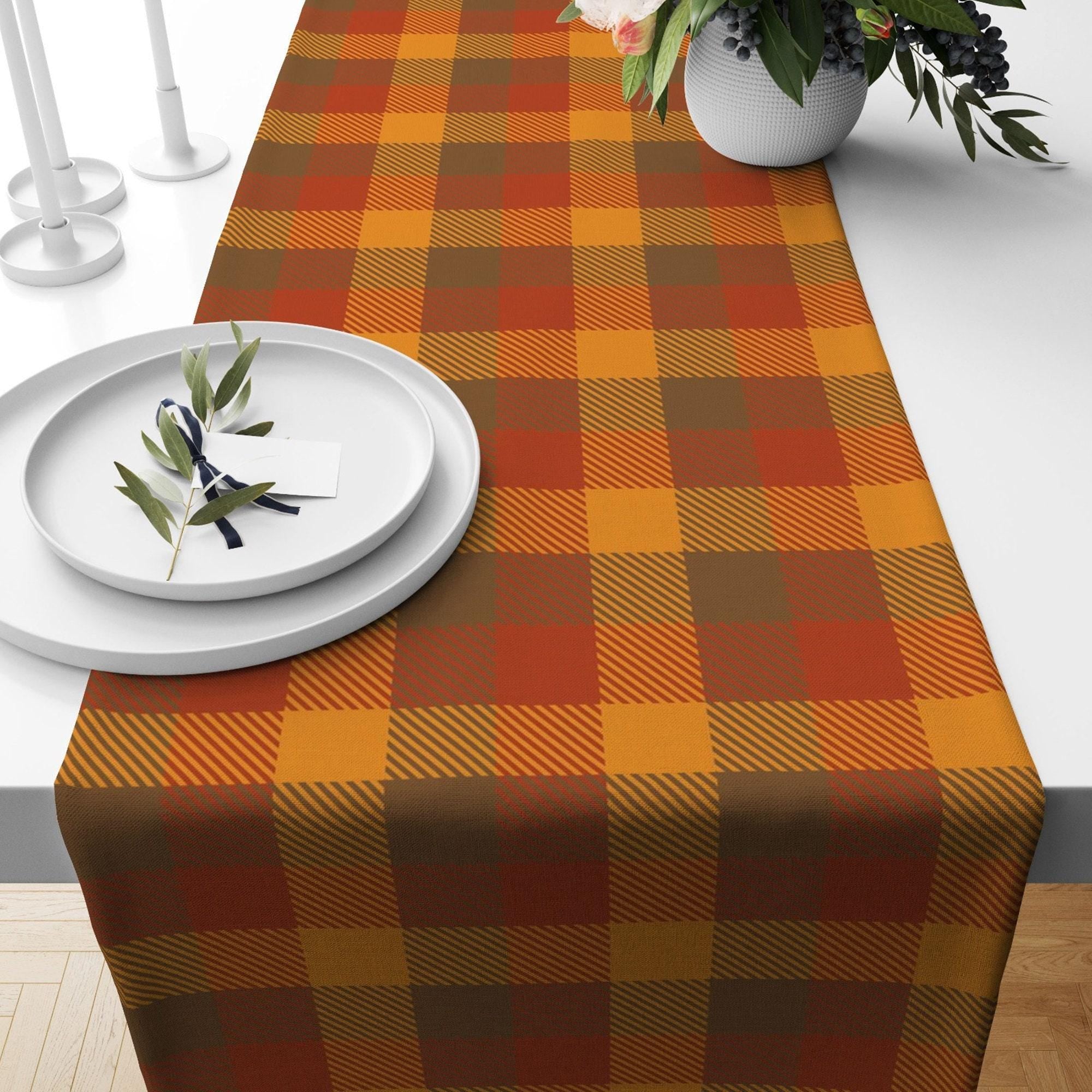 Autumn Plaid Runner, Fall Table Decor, Thanksgiving Table Runner, Halloween Table Runner, Halloween Kitchen Decor,  Thanksgiving Gift