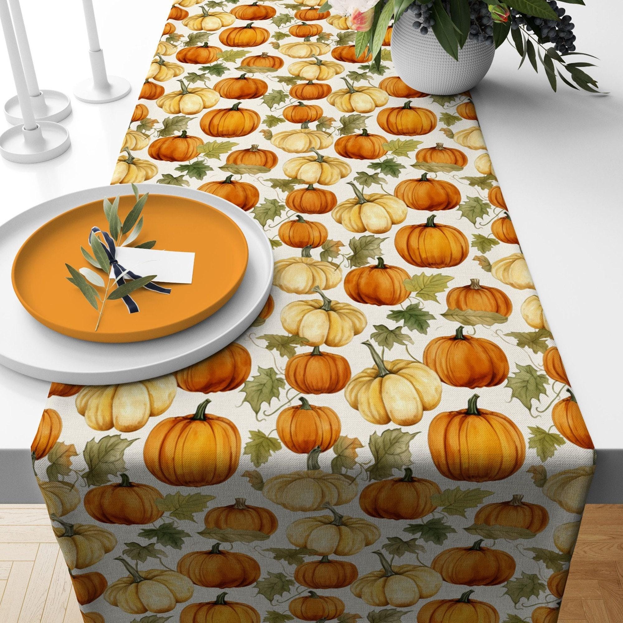 Autumn Pumpkin Table Runner, Thanksgiving Table Runner, Pumpkin Table  Runner, Fall Table Runner, Fall Home Decor, Thanksgiving Gift