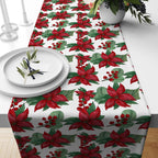 Christmas Poinsettia Table Runner, Holly Table Runner, Xmass Table Runner,Christmas Table Decor, ChristmasGift, Christmas Party Table