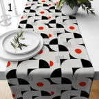 Mid Century Bauhaus Table Runner, Retro Abstract Table Runner, 70s Bauhaus Retro Table Runner Gift, Black White Retro Table Runners
