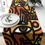 Modern Boho Abstract Face Runners, Face Line Abstract Coffee Table Runner, Modern Abstract Table Covers, Face Lines Painting Table Runners