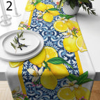 Lemon Table Runner, Mediterranean Lemon Grove Table Runners, Fresh Lemon Summer Table Runners, Sicilian Citrus Inspired Table Decor