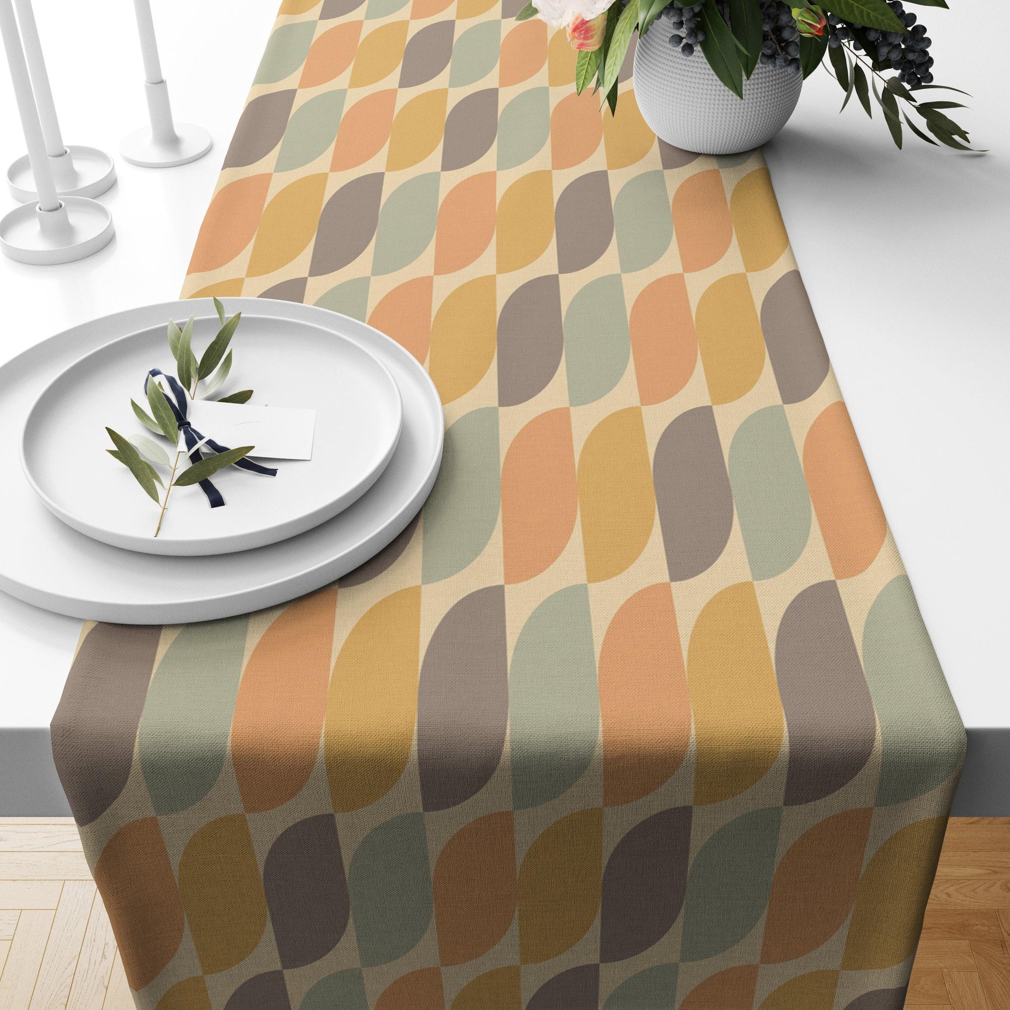 70s Table Runners, Retro Table Runner, Mid Century Modern Table Runner, Mcm Table Runners, Geometric Retro Table Runner