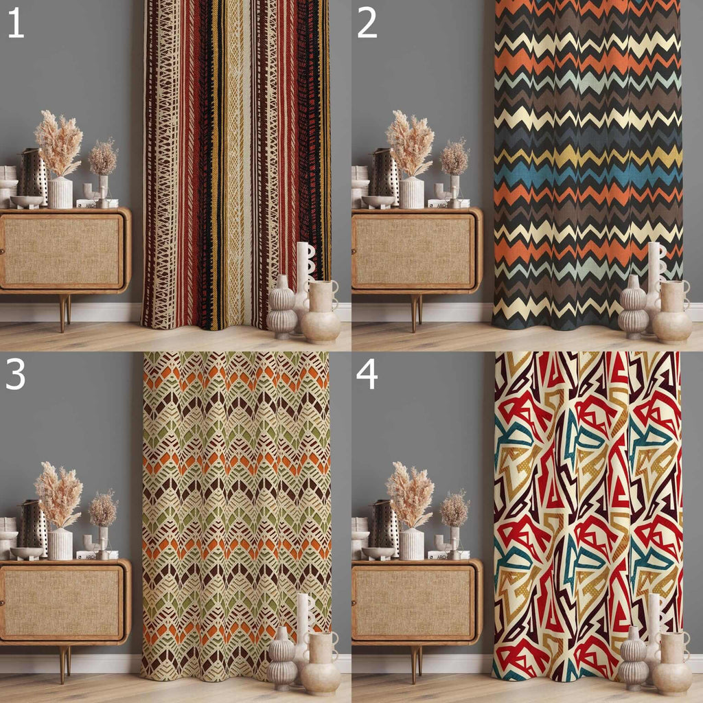 Tribal Ethnic Curtains, Boho Aztec Drapes, Southwestern Inspired Window Panels, Ethnic Aztec Panel Curtains