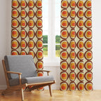 Retro Window Curtains, Mid Century Modern Grommet Curtain, 70s Colorful Boho Curtain, Retro Abstract Style Living Room Drapes