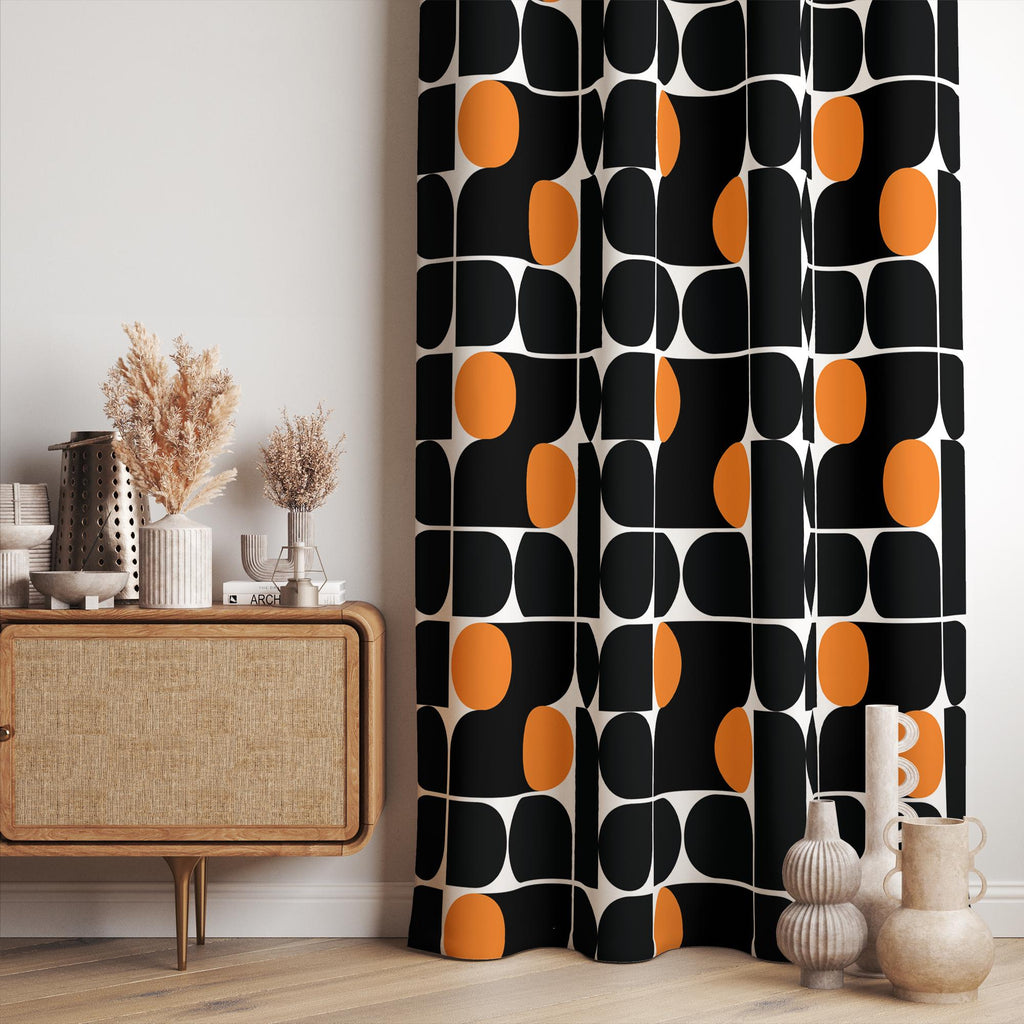 Retro Bauhaus Curtains, Mid Century Modern Curtain Panels, 70s Retro Window Curtain, MCM Style Living Room Curtain, 80s Bauhaus Curtains