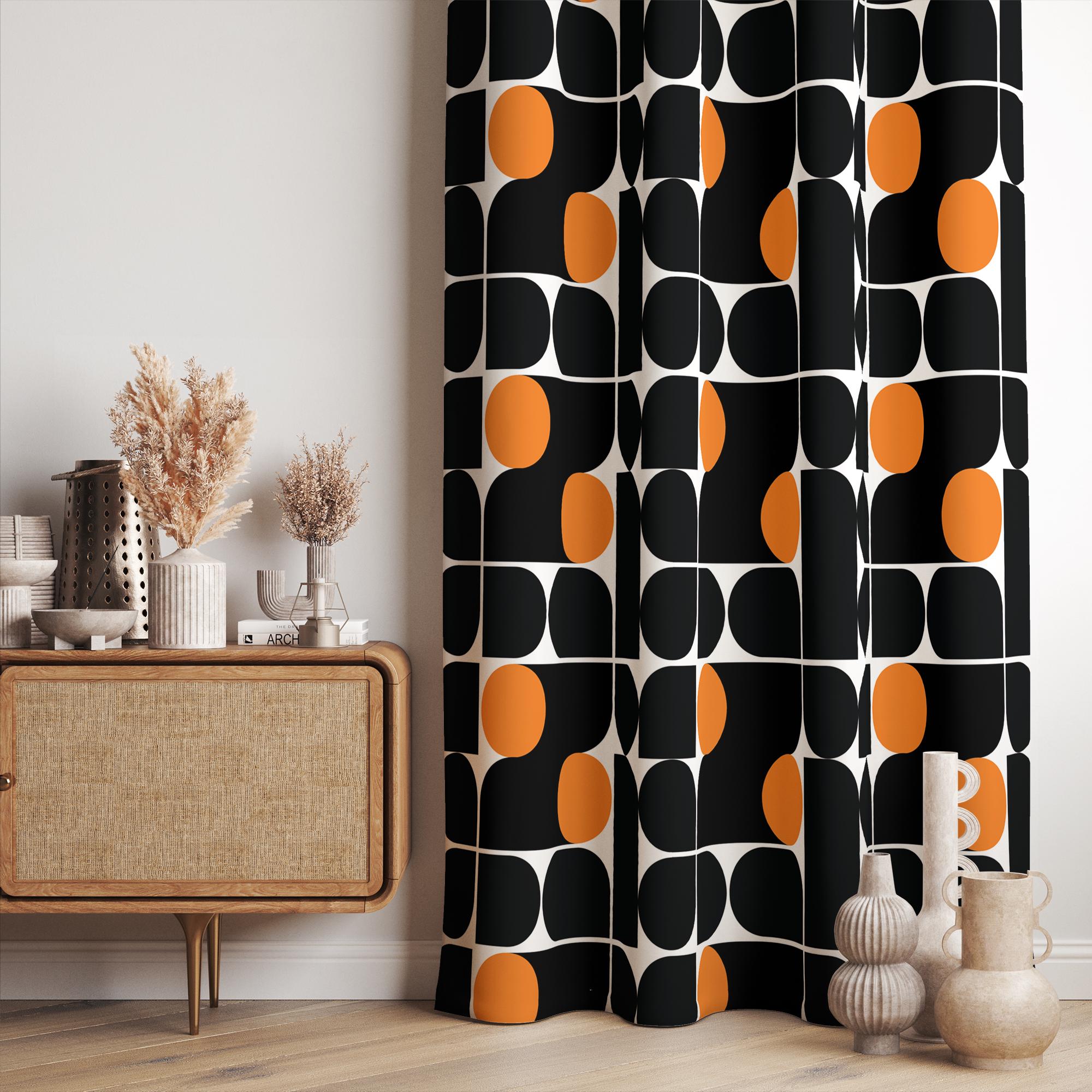 Retro Bauhaus Curtains, Mid Century Modern Curtain Panels, 70s Retro Window Curtain, MCM Style Living Room Curtain, 80s Bauhaus Curtains