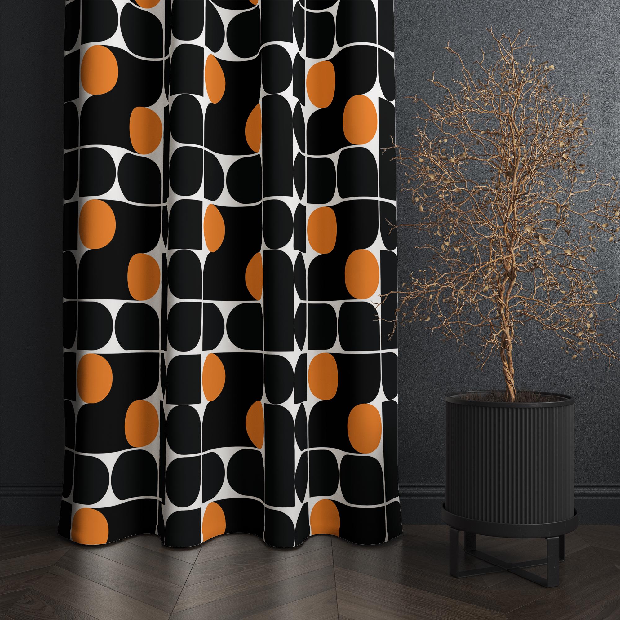 Retro Bauhaus Curtains, Mid Century Modern Curtain Panels, 70s Retro Window Curtain, MCM Style Living Room Curtain, 80s Bauhaus Curtains