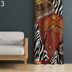 African Vintage Grommet Curtain, African Print Drapes, Ethnic Curtains, African Leopard Curtains, African Animals Blackout Curtain