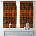 Terracotta Ethnic Window Curtain Panels, African Printed Curtain, African Ethnic Terracotta Curtain, African Tribal Curtains, African Drapes