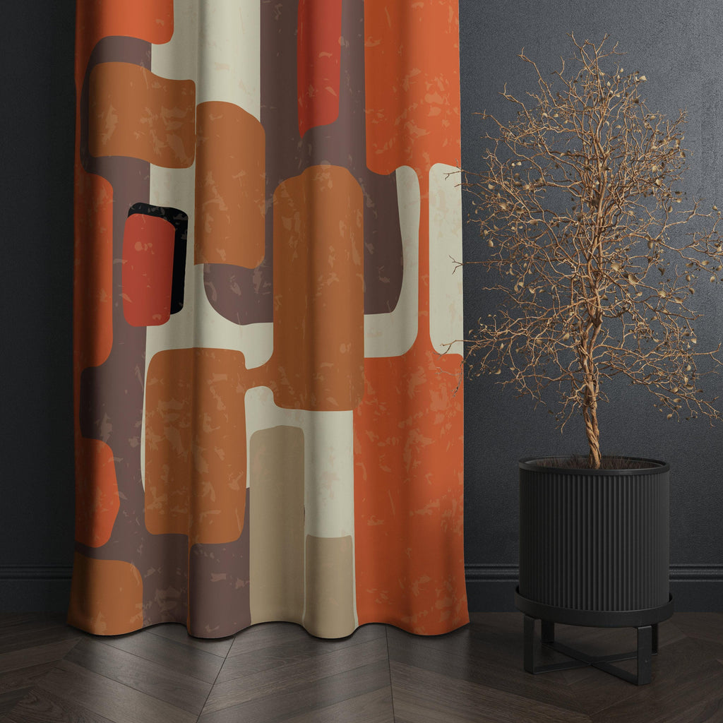 Mid Century Modern Curtain Panels, Retro 70s Curtains, Modern Art Deco Style Curtain,   Mcm Curtain Panels, Retro Groovy Curtains