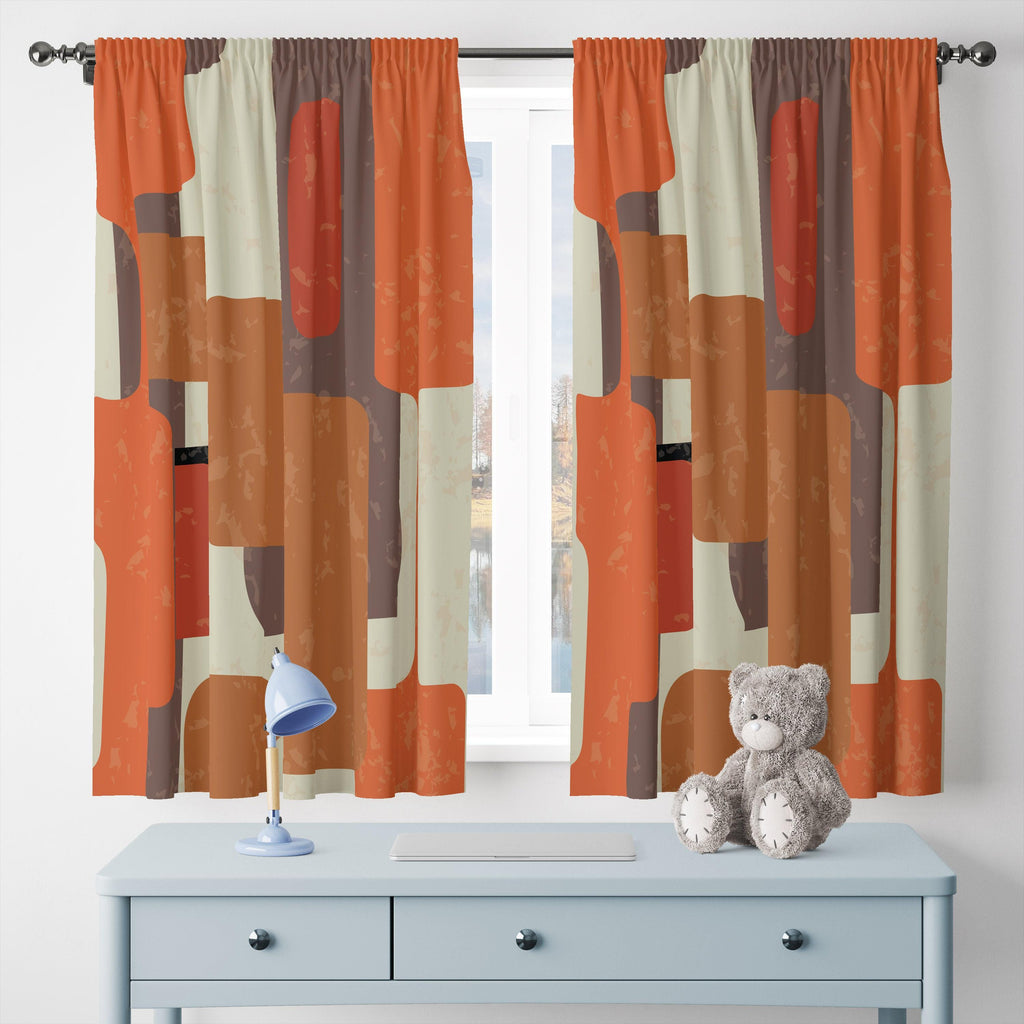 Mid Century Modern Curtain Panels, Retro 70s Curtains, Modern Art Deco Style Curtain,   Mcm Curtain Panels, Retro Groovy Curtains