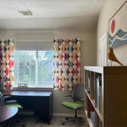 Retro Vintage Geometric Abstract Curtains, 70s Retro Window Curtains, MCM Print Drapes, 70s Bauhaus Style Curtain, Mid Century Curtain Panel
