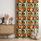 Retro Groovy Print Curtain, Mid Century Curtain Panels, MCM Curtain, 70s Orange Groovy Curtains, 70s Colorful Retro Curtains, Retro Curtain
