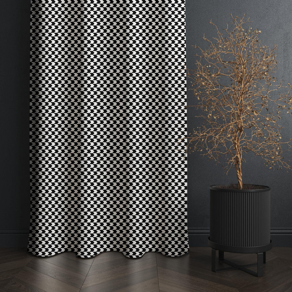 Black and White Geometric Curtains, Modern Minimalist Drapes, Chic Black and White Window Curtains,  Modern Checkerboard Print Curtains