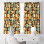70s Retro Bauhaus Printed Curtain, MCM Curtain, Retro Bauhaus Curtains, Retro Grommet Curtains, Retro Drapes, Mid Century Curtain Panels
