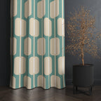 Mid Century Modern Curtain Panels, Modern Art Deco Style Curtain, Retro 70s Curtains, Mcm Curtain Panels, Retro Groovy Curtains