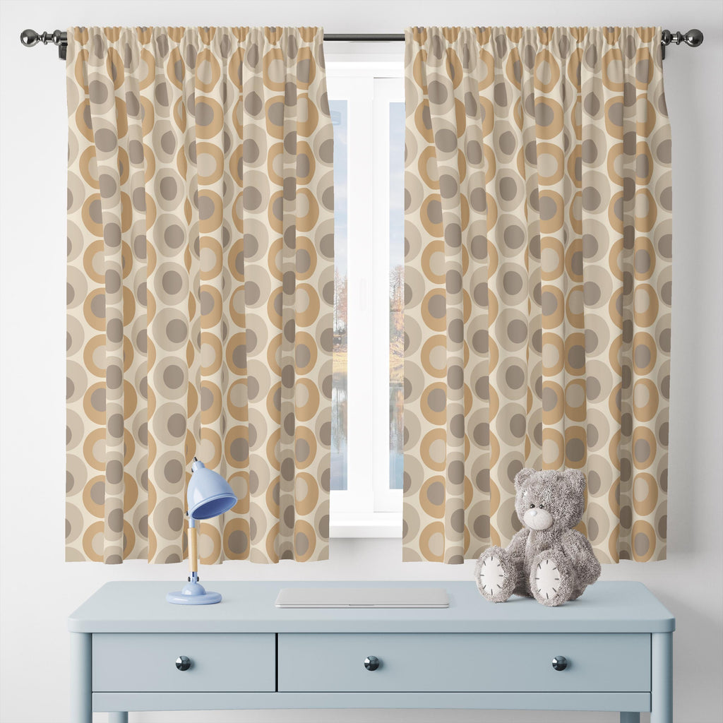 Retro Geometric Abstract Style Curtain, Mid Century Curtain Panels, Retro Polka Dot Panel Curtains, Mcm Curtain, Mod Drapes
