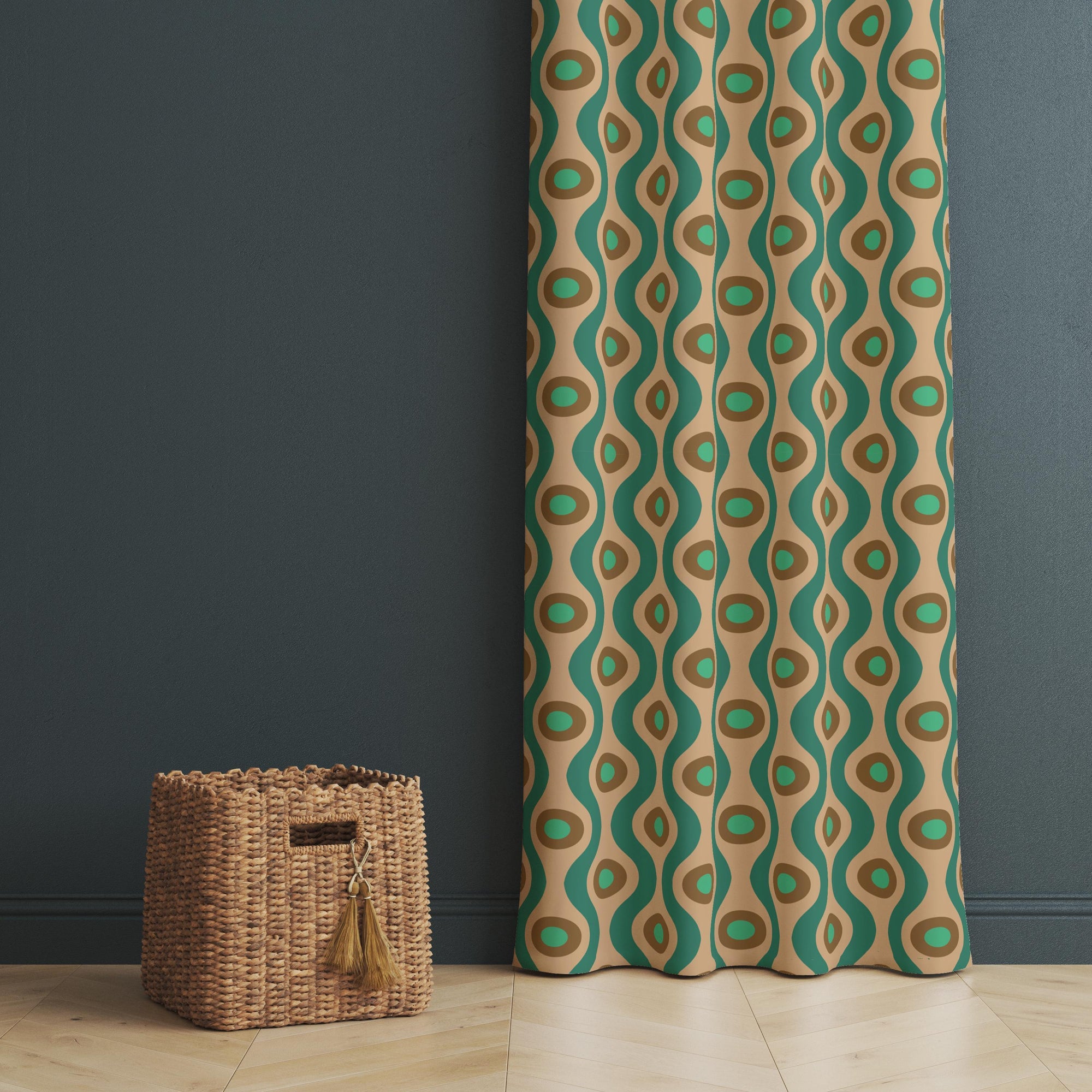 Retro Curtains, Mid Century Modern Drapes, Vintage 70s Wavy Window Curtains, 60s Inspired Curtains, Funky Retro Print Curtains