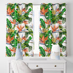 Tropical Curtains, Botanical Curtain, Vintage Tropical Curtain Panels, Exotic Abstract Retro Style Living Room Curtain, Tropical Drapes