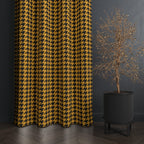 Yellow and Black Houndstooth Curtain, Retro Window Drapes, Mid Century Modern Curtain Panel, Bold Pattern Curtain, Graphic Window Panel