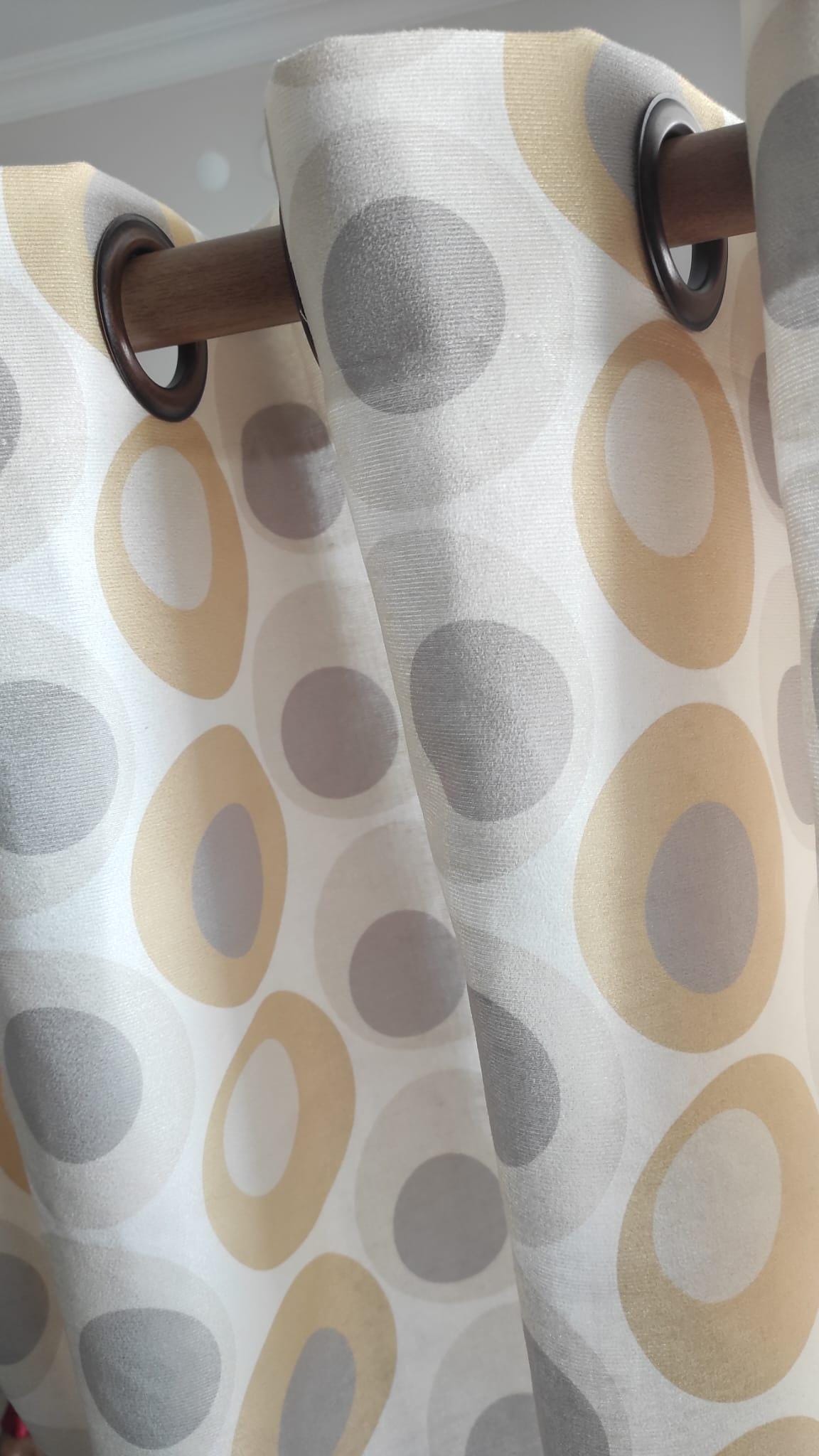 Retro Mid-Century Curtain Panel, Orange Circle Pattern Drapes, 70s Style Geometric Window Curtain, Modern Vintage Room Decor Panels