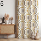 Retro Geometric Curtains, Mid Century Modern Curtain Panels, Beige Modern Art Deco Style Curtain,  Retro 70s Curtains, Mcm Curtain Panels