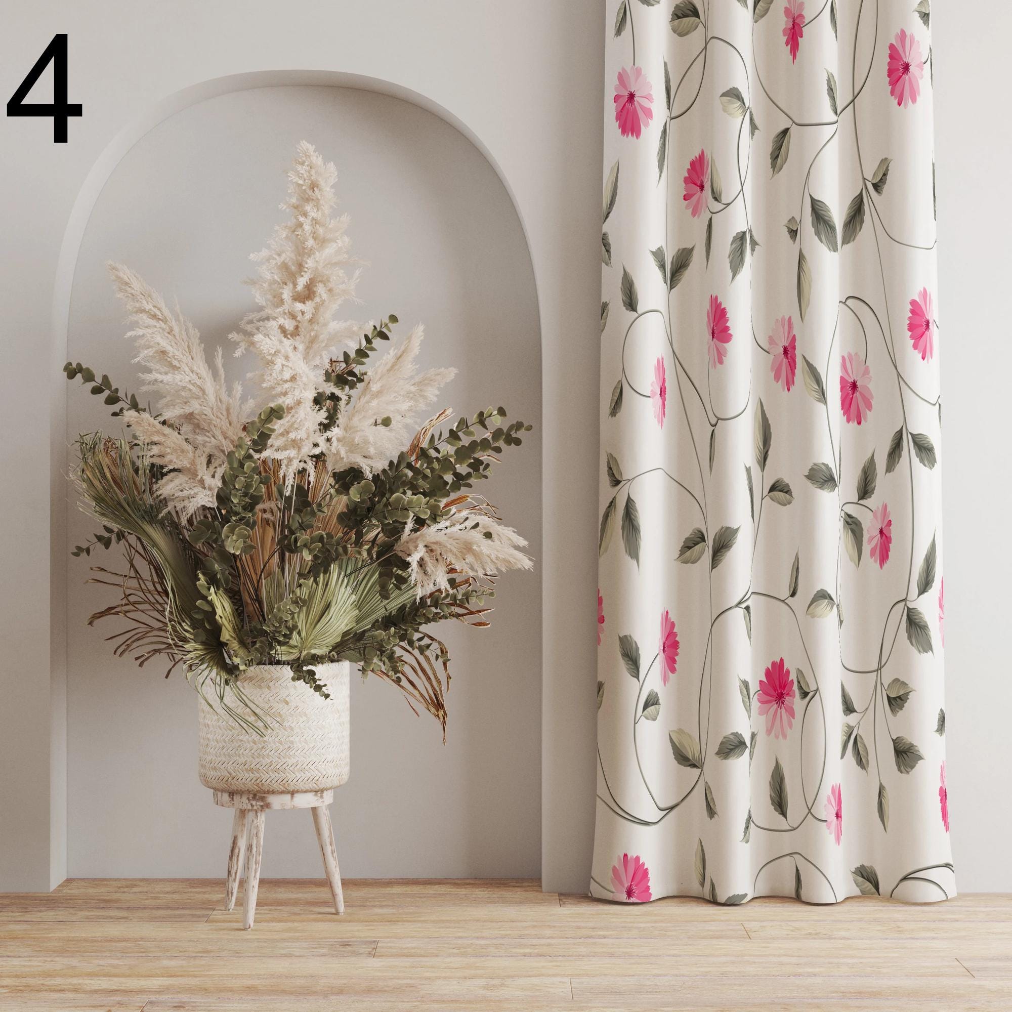 Floral Panel Curtain, Modern Vintage Floral Curtains, Flowers Printed Curtain, Floral Drapes Panel, Decorative Floral Curtains