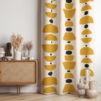 Retro Curtains, Mid Century Abstract Curtain, 70s Curtain Geometric Panels, Yellow Abstract Blackout Curtains, Abstract Grommet Curtain