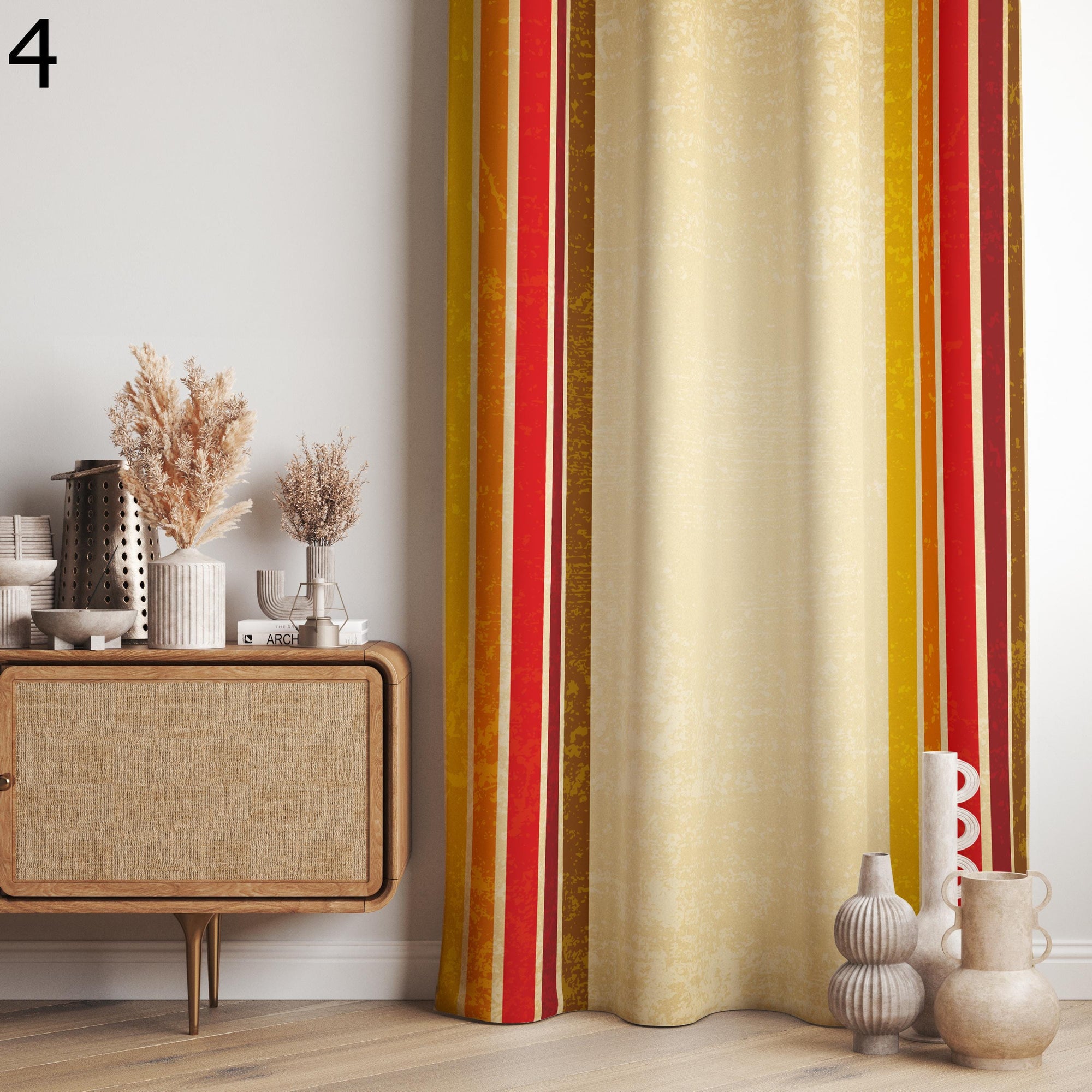 70s Retro Orange Window Curtain, Retro Curtains, Mid Century Modern Curtain Panels, MCM Retro Style Living Room Curtain, 80s Curtain Panels