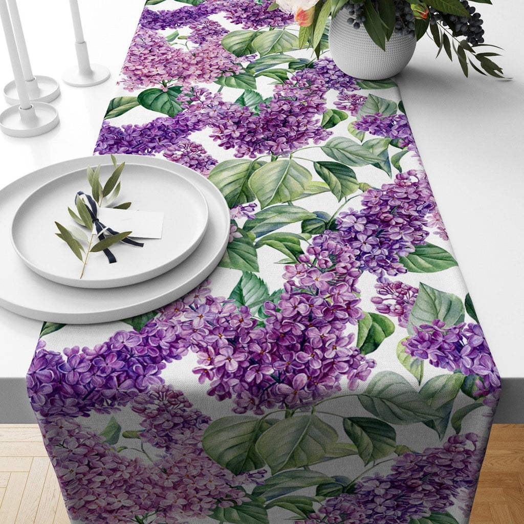 Purple Floral Table Runner, Pink Floral Table Runner, Flowers Print Table Runner, Purple Table Runner, Print Table Runner, Table Runner