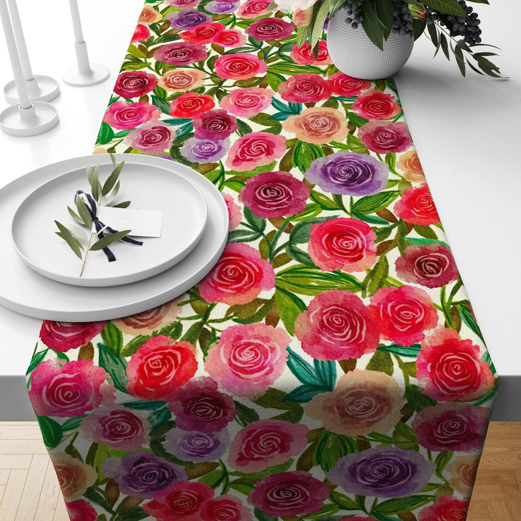Purple Floral Table Runner, Pink Floral Table Runner, Flowers Print Table Runner, Purple Table Runner, Print Table Runner, Table Runner