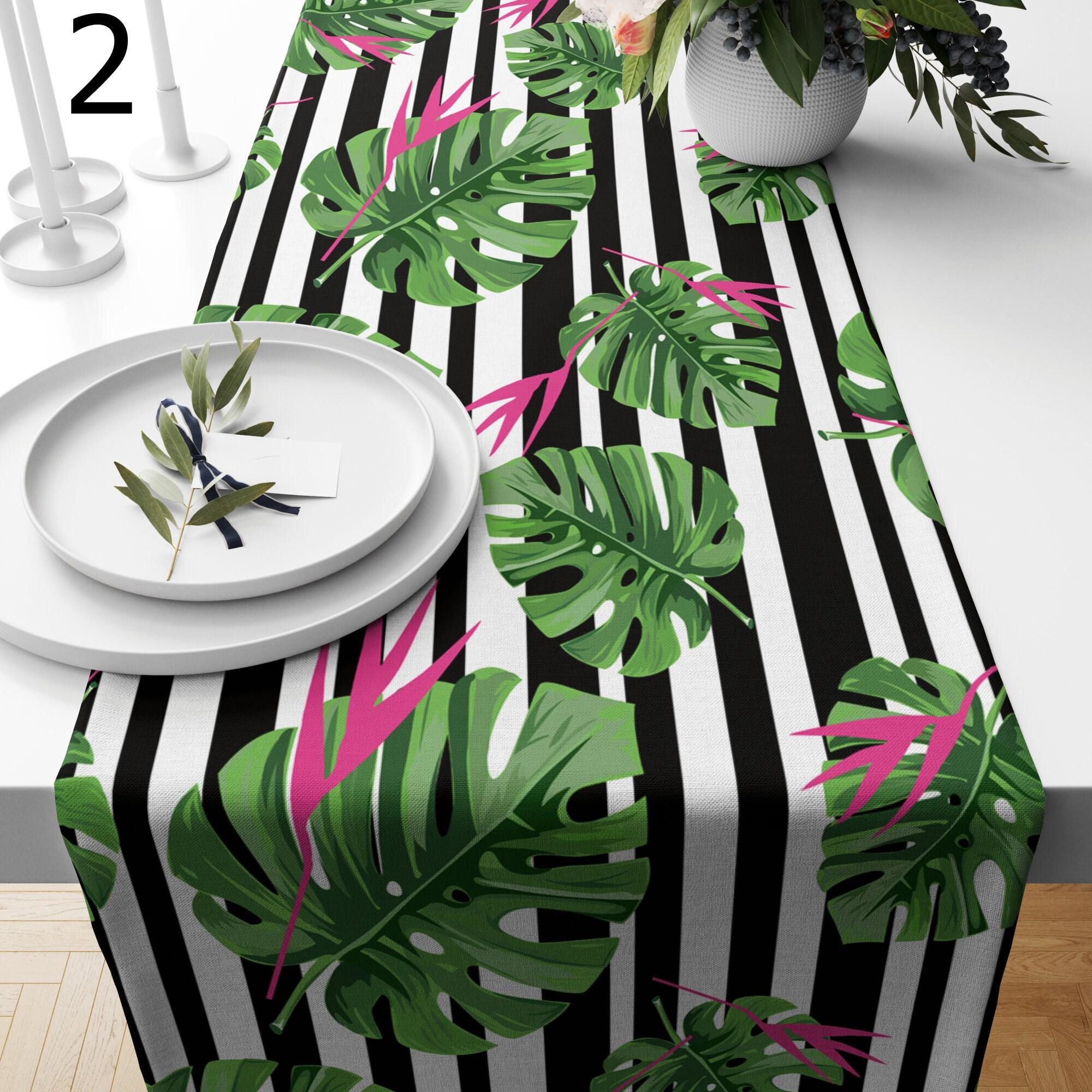 Tropical Leaf Table Runner, Exotic Plant Leaf Table Runenrs, Botanical Table Runner, Tropic Floral Table Runners, Monstera Leaf Table Runner
