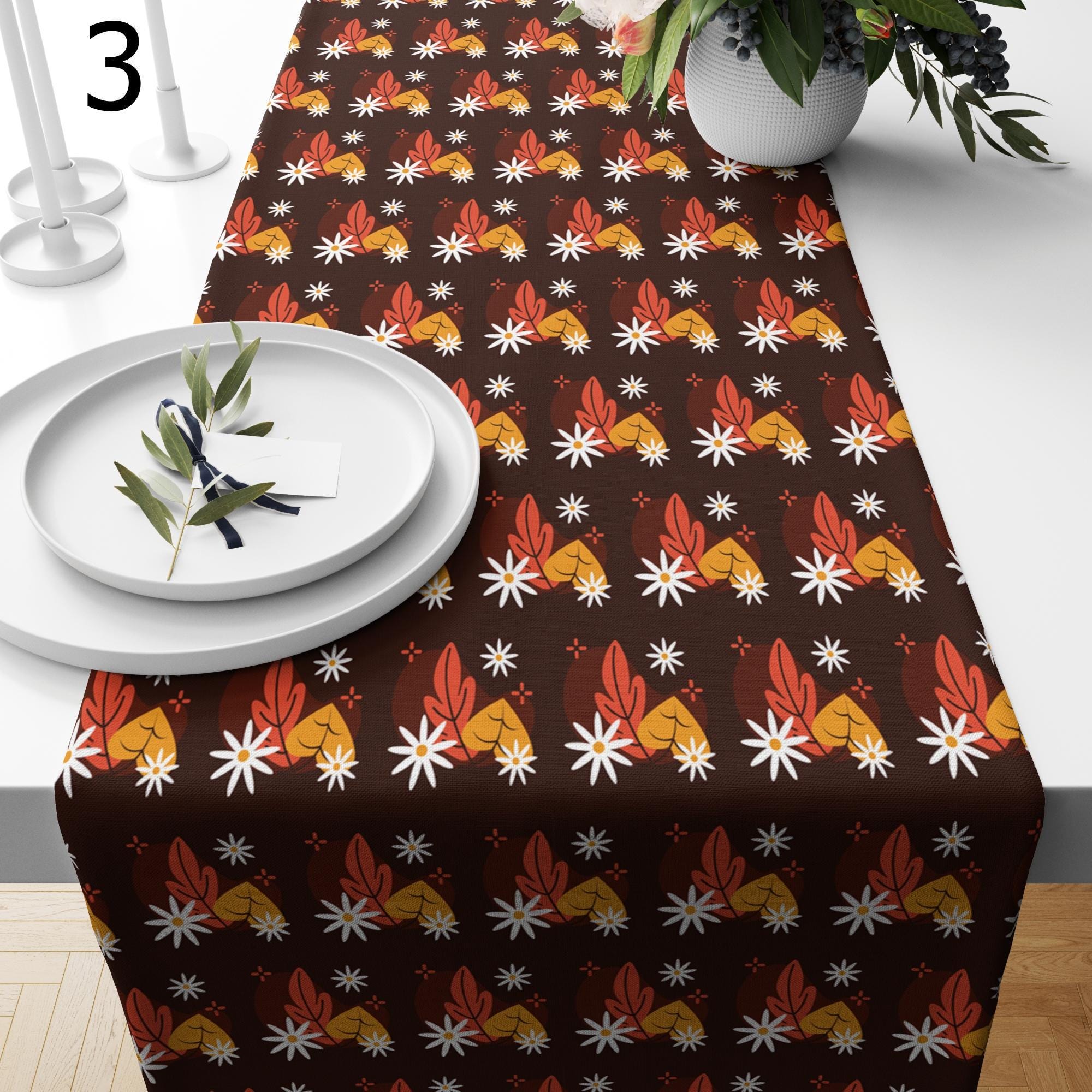 Thanksgiving Table Runners, Autumn Leaf Table Runner, Fall Leaves Table Runner, Autumn Table Decor, Orange Thanksgiving Table Cloth